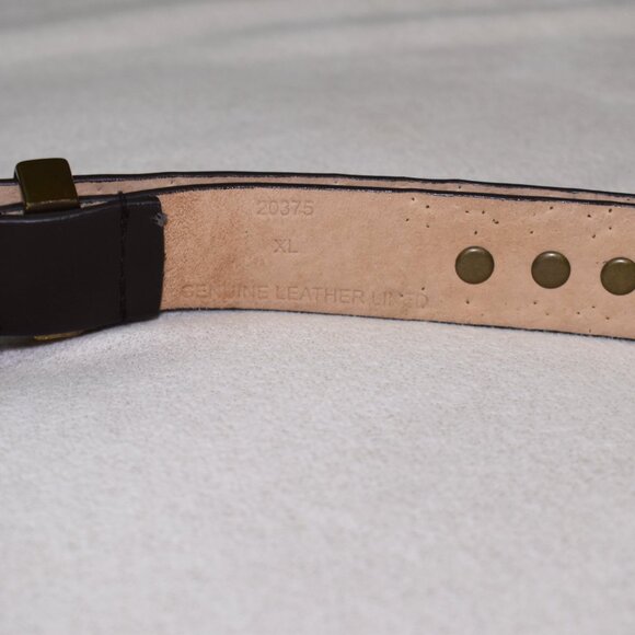 Western Rhinestone Studded Leather Belt Dark Brown XL Orange Stones - Picture 4 of 10